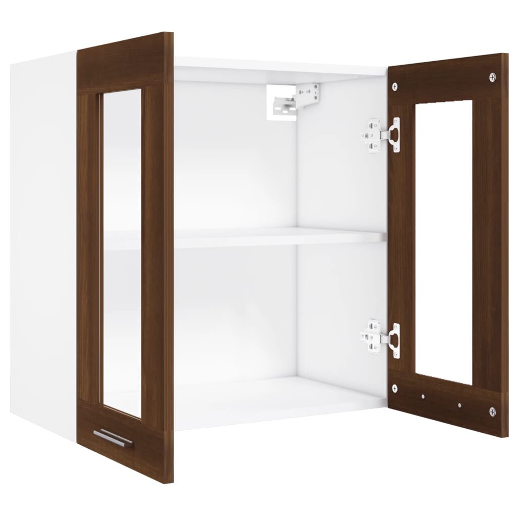 vidaXL Κρεμαστό Ντουλάπι Lyon Γυάλινο Καφέ Δρυς 60x31x60εκ.