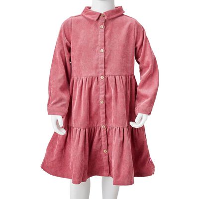 Φόρεμα Παιδικό Μακρυμάνικο Παλαιωμένο Ροζ Κοτλέ 140
