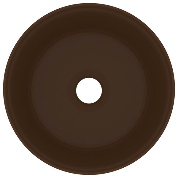 vidaXL Νιπτήρας Πολυτελής Στρογγυλός Σκ. Καφέ Ματ 40x15 εκ. Κεραμικός