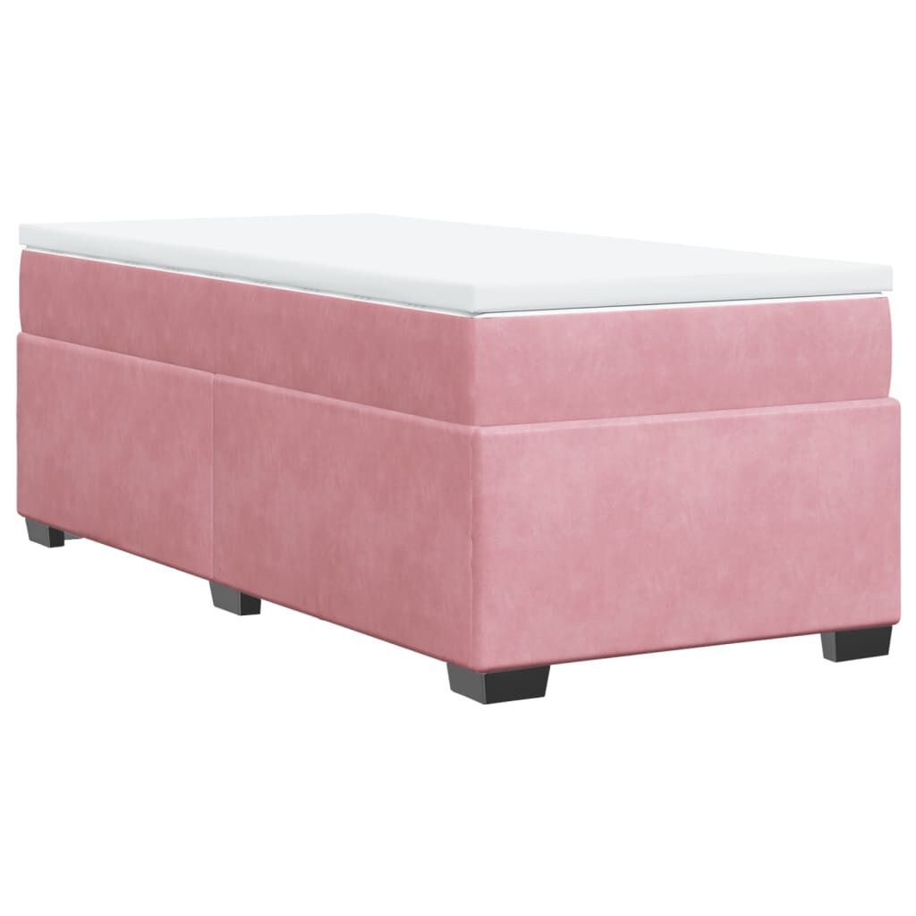 vidaXL Κρεβάτι Boxspring με Στρώμα Ροζ 90x190 εκ. Βελούδινο