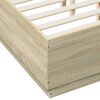 vidaXL Πλαίσιο Κρεβατιού με LED Sonoma Δρυς 135x190εκ. Επεξ. Ξύλο