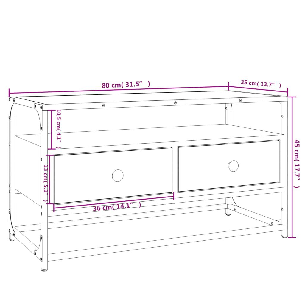 vidaXL Έπιπλο Τηλεόρασης Καπνιστή Δρυς 80x35x45 εκ. Επεξ. Ξύλο