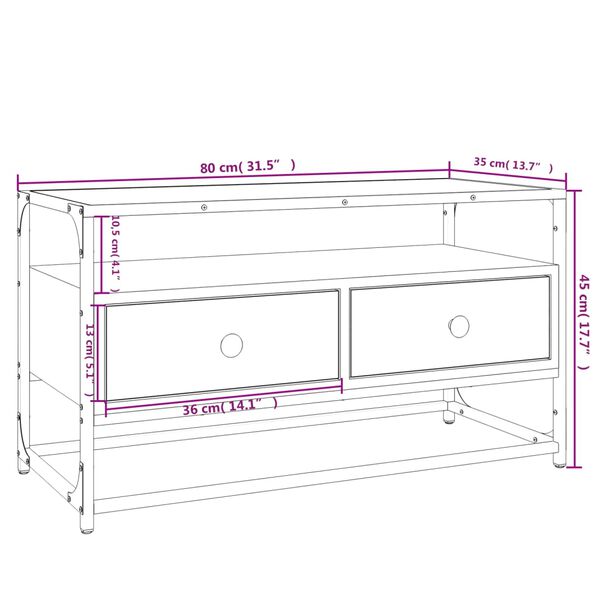 vidaXL Έπιπλο Τηλεόρασης Καπνιστή Δρυς 80x35x45 εκ. Επεξ. Ξύλο