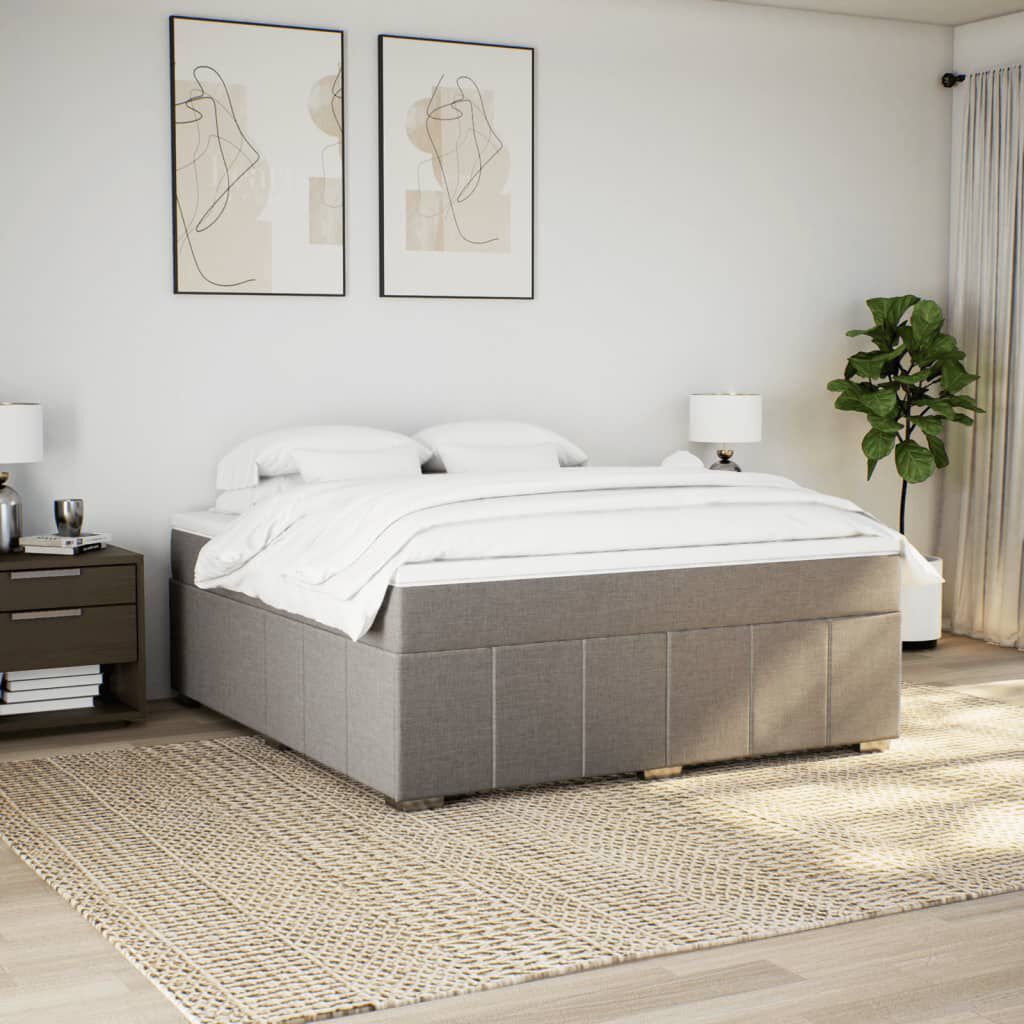 vidaXL Κρεβάτι Boxspring με Στρώμα Taupe 180x200 εκ. Υφασμάτινο