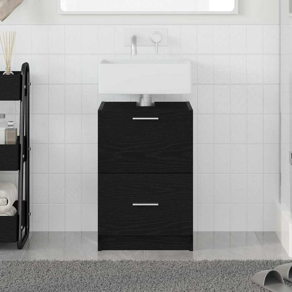 vidaXL Ντουλάπι Νεροχύτη Μαύρη Οξυά 40 x 37 x 59 cm Επεξεργασμένο ξύλο