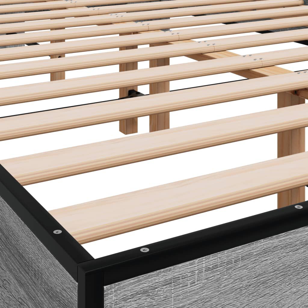 vidaXL Πλαίσιο Κρεβατιού Γκρι Sonoma 120 x 190εκ. Επεξ. Ξύλο & Μέταλλο