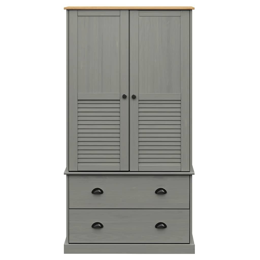vidaXL Ντουλάπα VIGO Γκρι 90 x 55 x 170 εκ. από Μασίφ Ξύλο Πεύκου