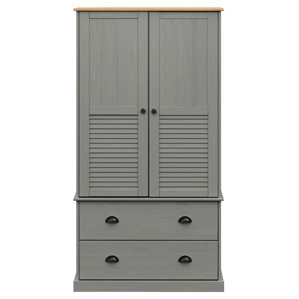 vidaXL Ντουλάπα VIGO Γκρι 90 x 55 x 170 εκ. από Μασίφ Ξύλο Πεύκου