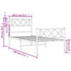 vidaXL Πλαίσιο Κρεβατιού με Κεφαλάρι&Ποδαρικό Λευκό 100x190εκ. Μέταλλο
