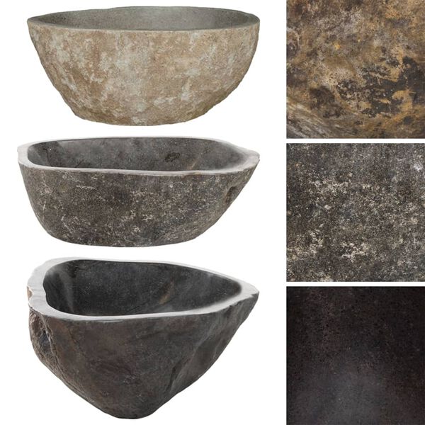 vidaXL Έπιπλο Μπάνιου από Μασίφ Ξύλο Teak με Νιπτήρα River Stone