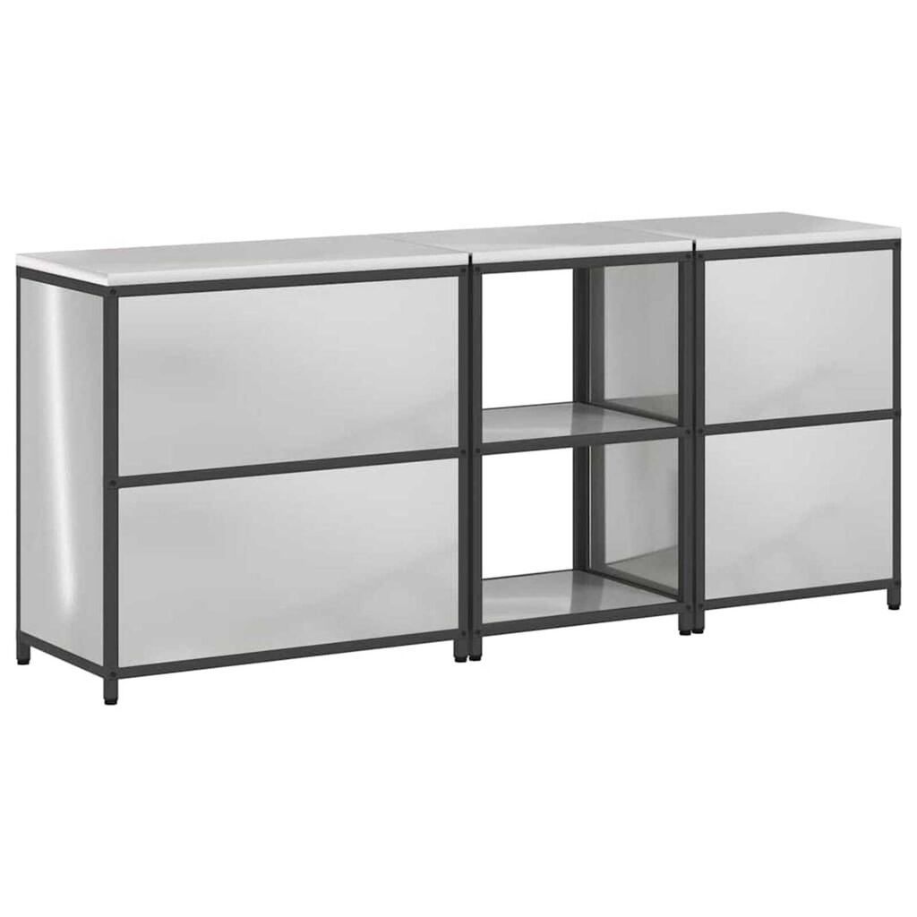 vidaXL Σετ Αποθήκευσης Κουζίνας με ράφι 3 pcs Ασημί 210 x 50 x 92 εκ