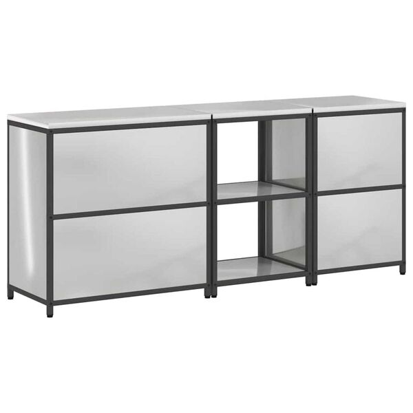 vidaXL Σετ Αποθήκευσης Κουζίνας με ράφι 3 pcs Ασημί 210 x 50 x 92 εκ