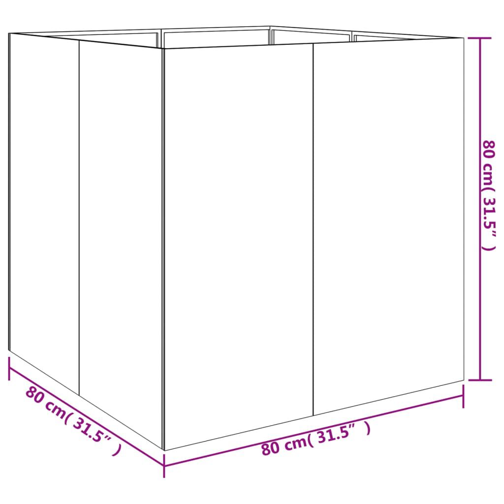 vidaXL Ζαρντινιέρα 80 x 80 x 80 εκ. από Ατσάλι Σκληρυθέν στον Αέρα