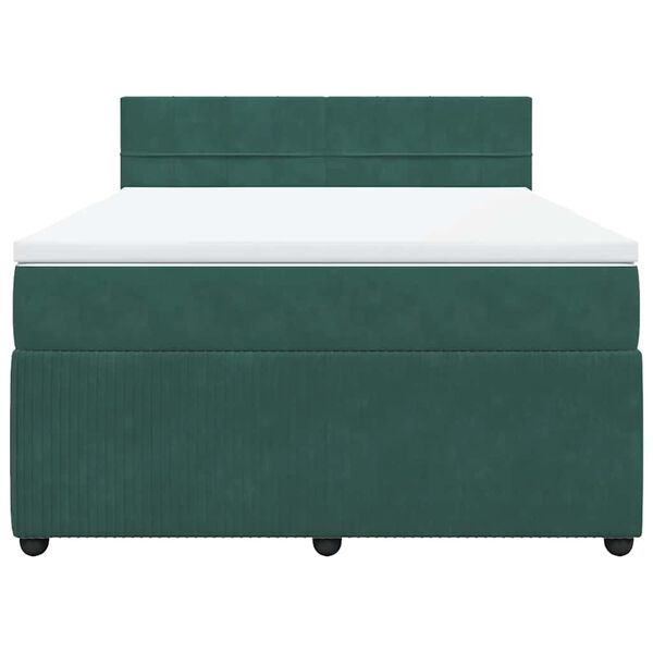 vidaXL Κρεβάτι Boxspring με Στρώμα Σκούρο Πράσινο 140x190εκ. Βελούδινο