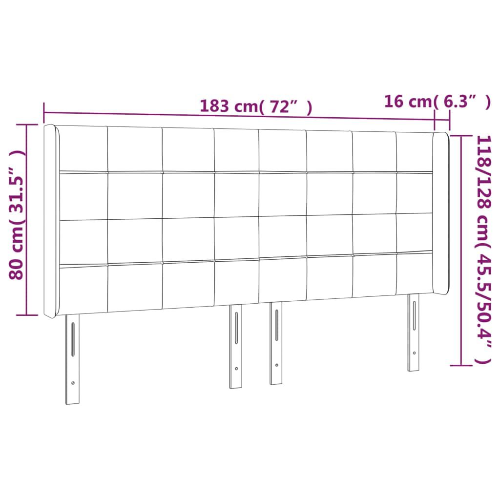 vidaXL Κεφαλάρι με Πτερύγια Ανοιχτό Γκρι 183x16x118/128 εκ. Βελούδινο