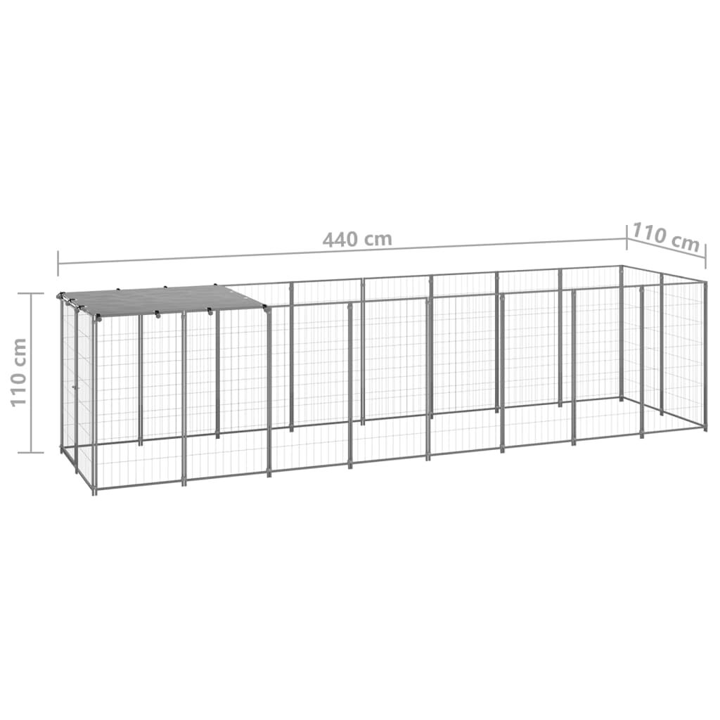vidaXL Σπιτάκι Σκύλου Ασημί 4,84 m² Ατσάλινο