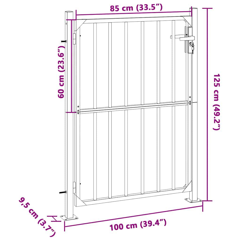 vidaXL Πόρτα Περίφραξης Κήπου 100 x 125 εκ. από Ανοξείδωτο Ατσάλι