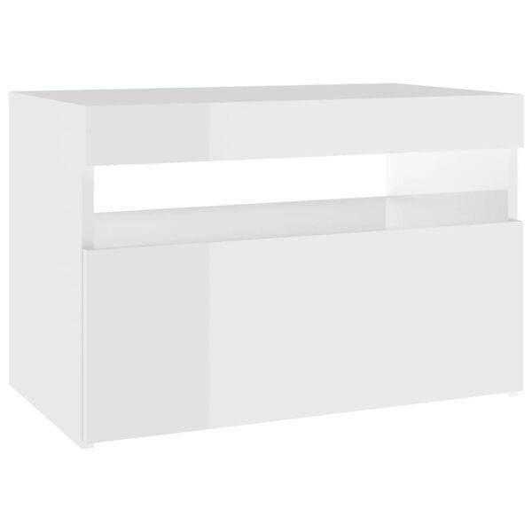 vidaXL Έπιπλο Τηλεόρασης με LED Γυαλιστερό Λευκό 60 x 35 x 40 εκ.