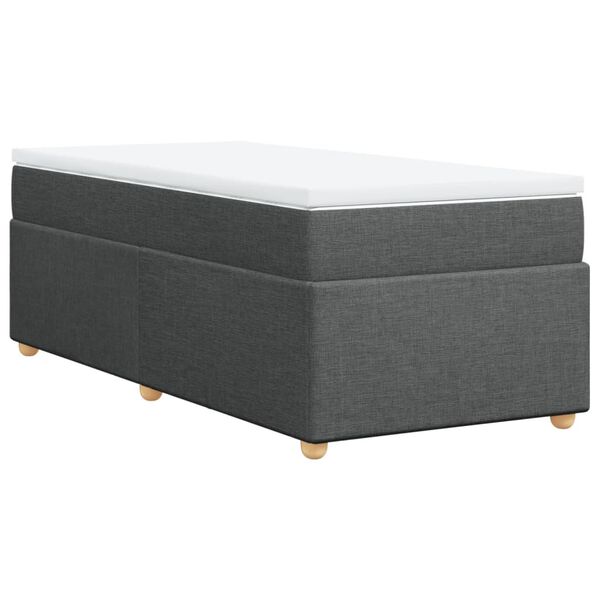 vidaXL Κρεβάτι Boxspring με Στρώμα Σκούρο Γκρι 90x190 εκ. Υφασμάτινο