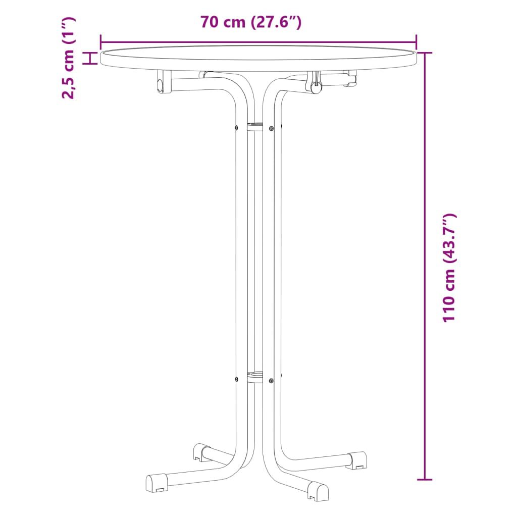 vidaXL Τραπεζαρία Μαύρη Ø70x110 εκ. από Επεξεργασμένο Ξύλο/Ατσάλι