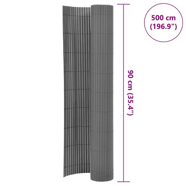vidaXL Περίφραξη Κήπου Διπλής Όψης Γκρι 90 x 500 εκ. από PVC