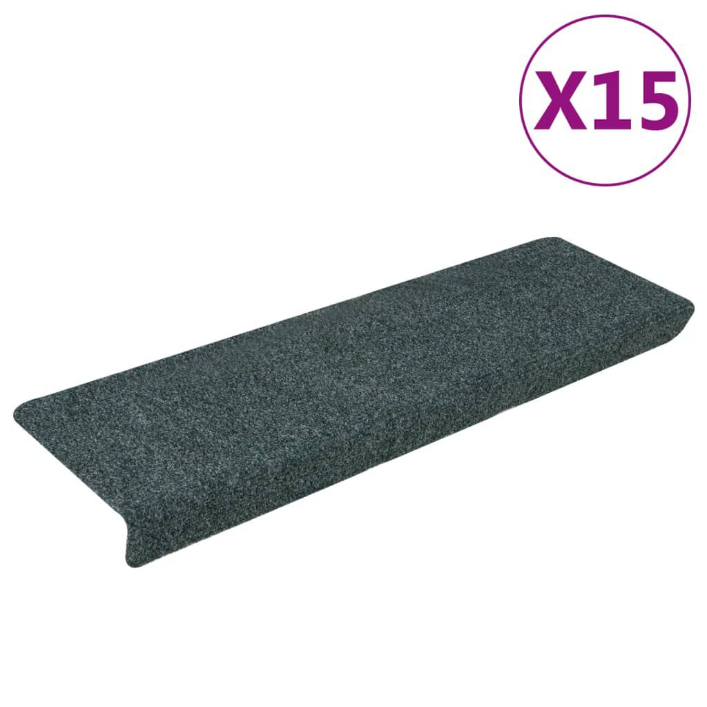 vidaXL Πατάκια Σκάλας 15 τεμ. καφέ 65x21x4 εκ. Βελονιασμένα