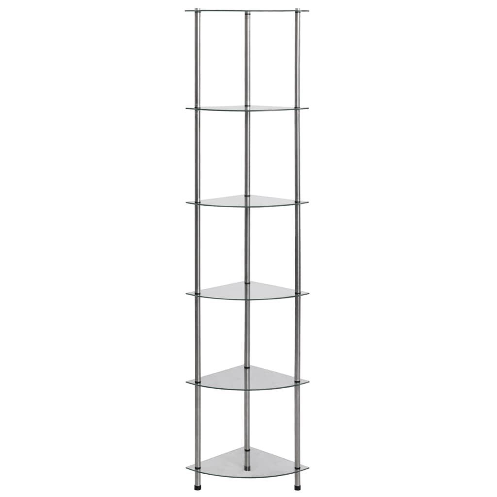 vidaXL Ραφιέρα 6 Επιπέδων Διαφανής 30 x 30 x 160 εκ. από Ψημένο Γυαλί