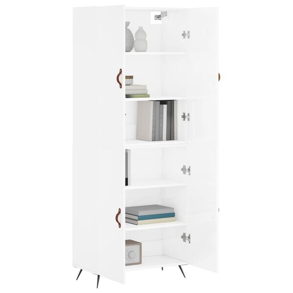 vidaXL Ντουλάπι Γυαλιστερό Λευκό 69,5x34x180 εκ. Επεξεργασμένο Ξύλο