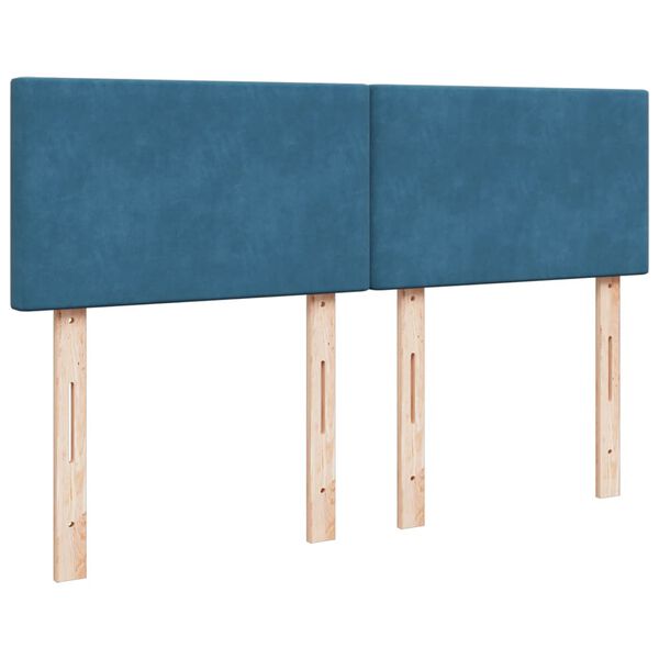 vidaXL Κρεβάτι Boxspring με Στρώμα Μπλε 160x200 εκ. Βελούδινο