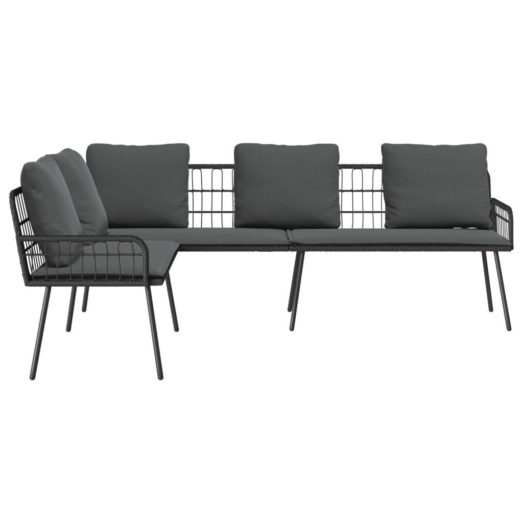 vidaXL Γωνιακός Καναπές Μαύρος 231x173x78 εκ. Πολυ Ρατάν