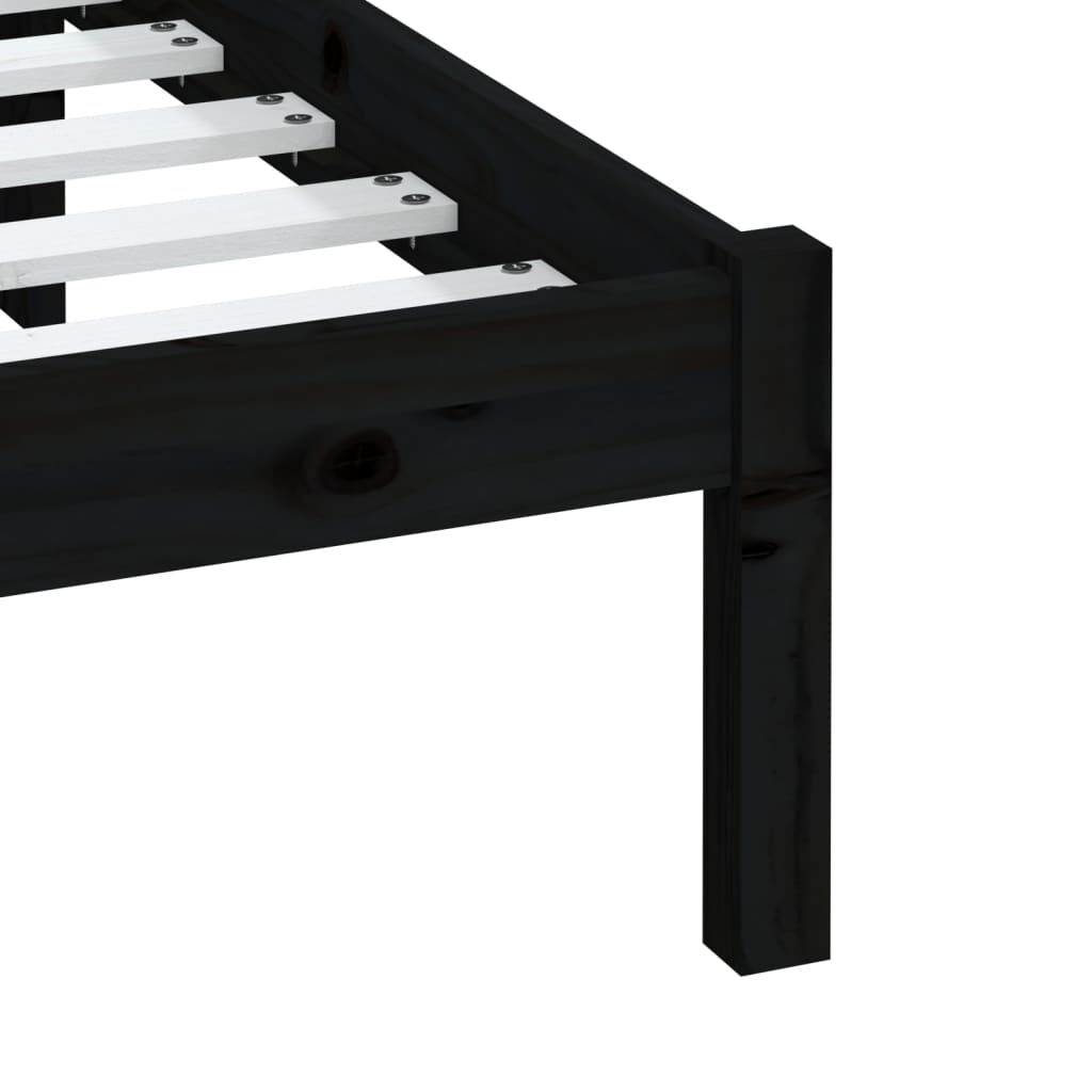 vidaXL Πλαίσιο Κρεβατιού Μαύρο 180 x 200 εκ Ξύλο Πεύκου Super King