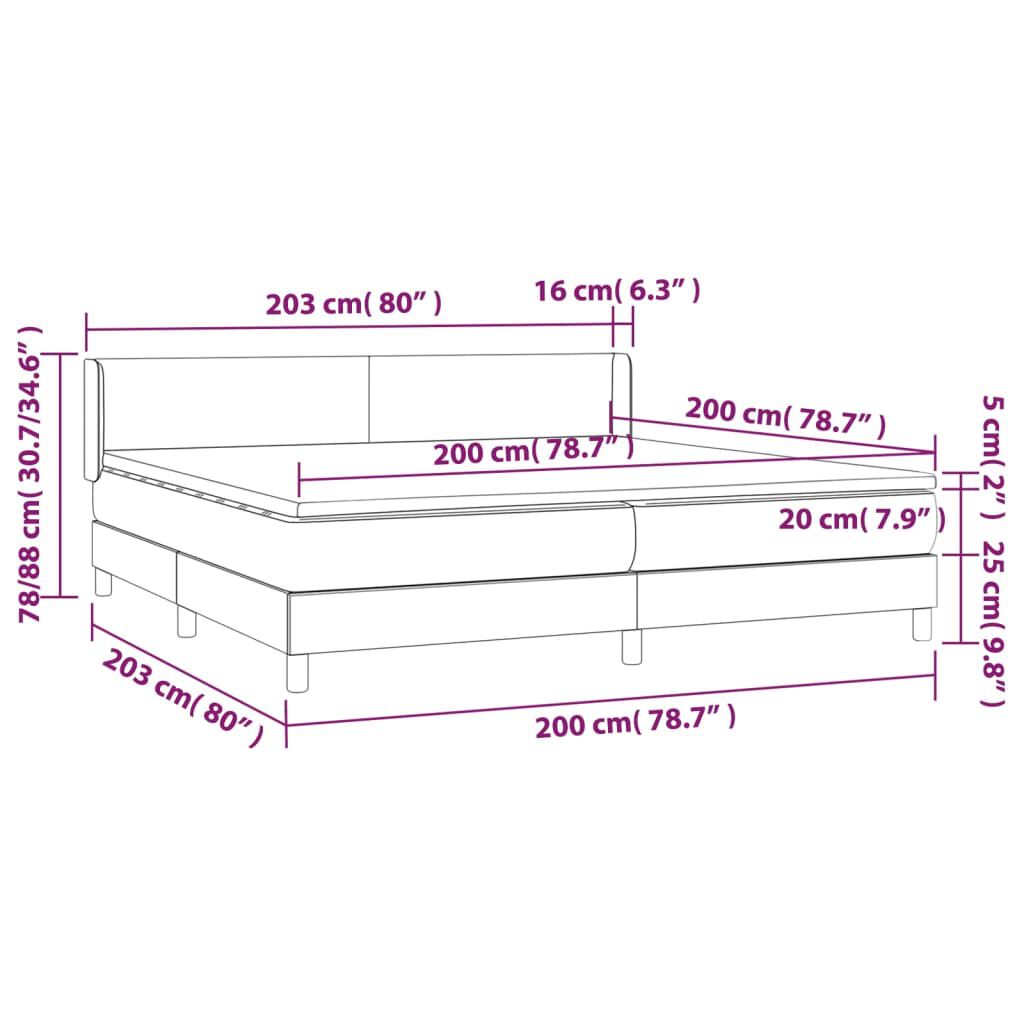 vidaXL Κρεβάτι Boxspring με Στρώμα Taupe 200x200 εκ. Υφασμάτινο