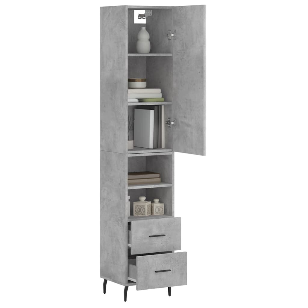 vidaXL Ντουλάπι Γκρι Σκυροδέματος 34,5x34x180 εκ. Επεξεργασμένο Ξύλο