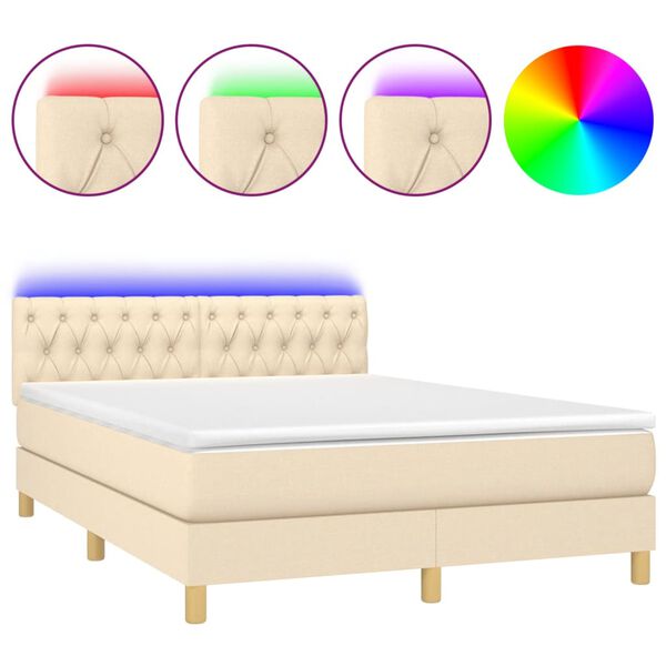 vidaXL &Kappa;&rho;&epsilon;&beta;ά&tau;&iota; Boxspring &mu;&epsilon; &Sigma;&tau;&rho;ώ&mu;&alpha; & LED &Kappa;&rho;&epsilon;&mu; 140x200 &epsilon;&kappa;. &Upsilon;&phi;&alpha;&sigma;&mu;ά&tau;&iota;&nu;&omicron;