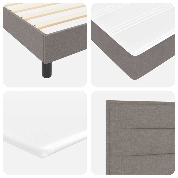 vidaXL Κρεβάτι Box Spring με Στρώμα & LED Taupe 120x200 εκ. Ύφασμα