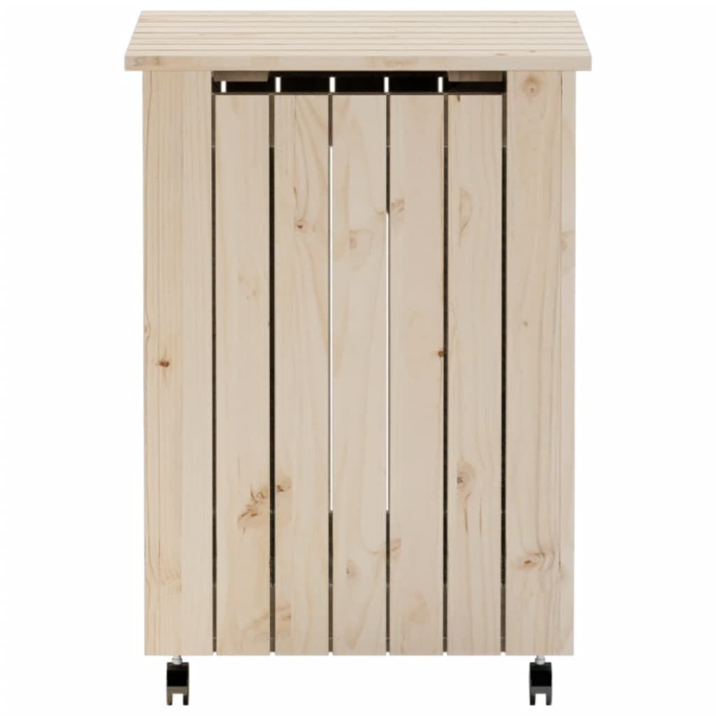 vidaXL Καλάθι Άπλυτων με Τροχούς RANA 45x45x64εκ. Μασίφ Ξύλο Πεύκου