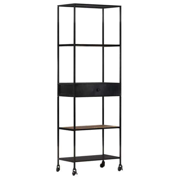 vidaXL Βιβλιοθήκη 60x35x180 εκ. από Ακατέργαστο Ξύλο Μάνγκο & Σίδηρο