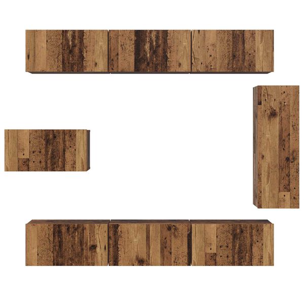 vidaXL Σετ Καθισμάτων Τηλεόρασης 8 pcs Παλιό ξύλο 30.5 x 30 x 90 cm