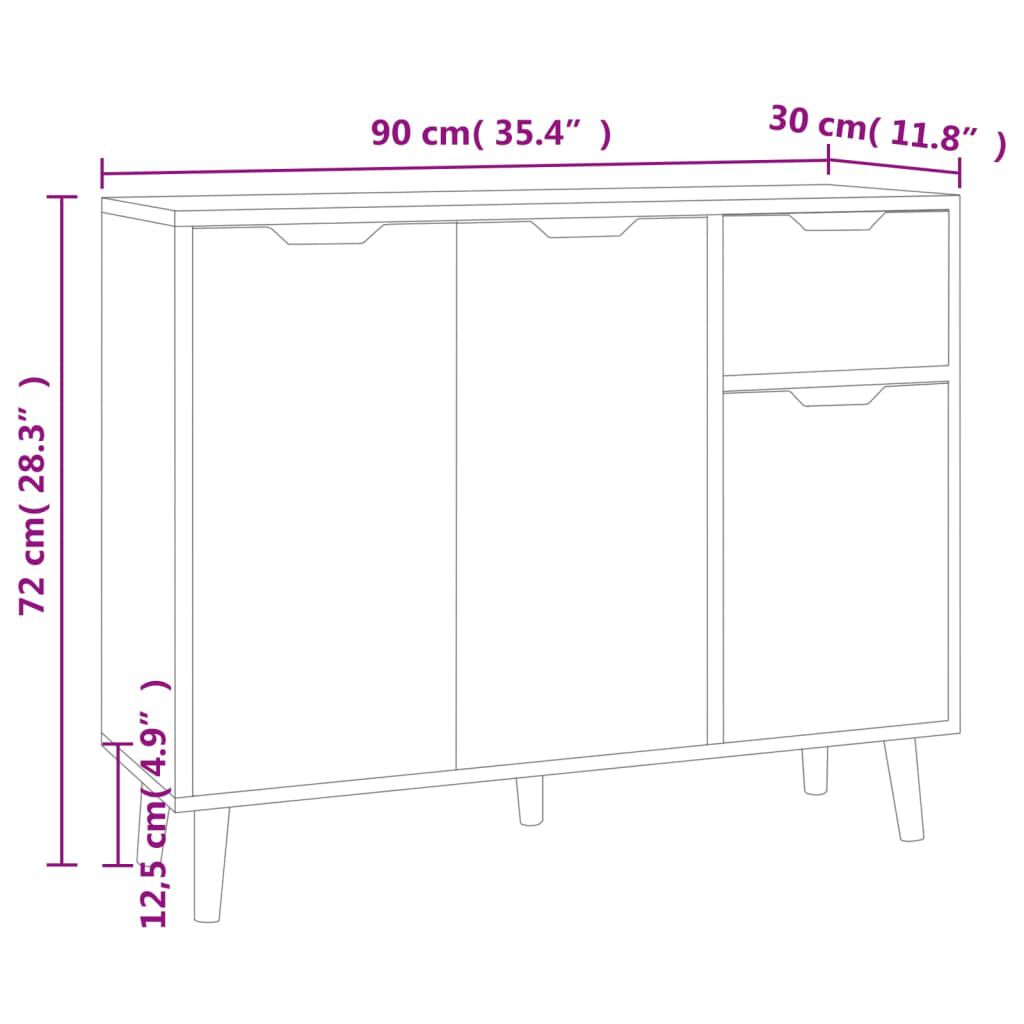 vidaXL Μπουφές Sonoma Δρυς 90x30x72 εκ. Επεξεργασμένο Ξύλο