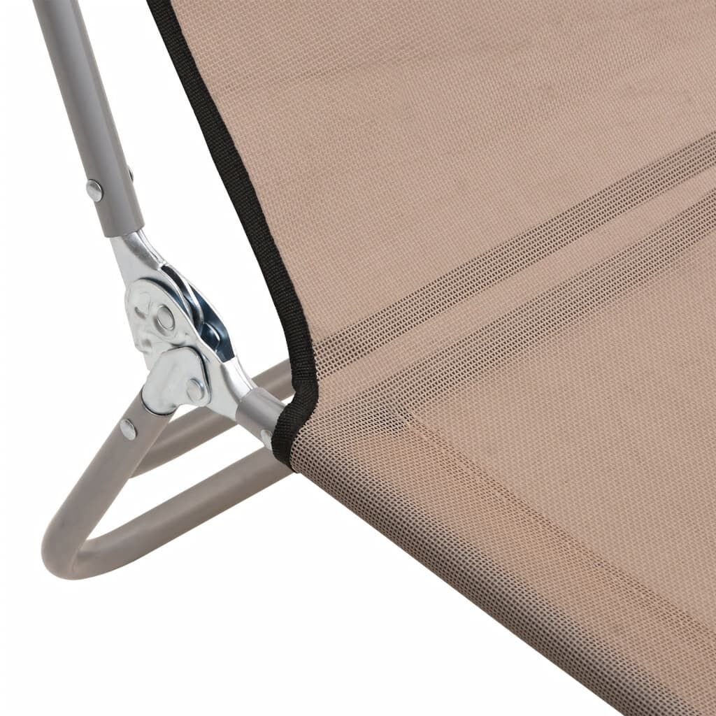 vidaXL Ξαπλώστρες Πτυσσόμενες 2 τεμ. Taupe από Textilene & Ατσάλι