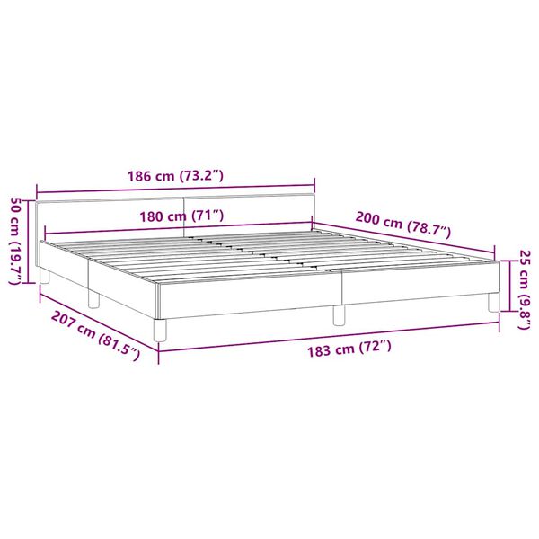 vidaXL Σκελετός Κρεβατιού Χωρίς Στρώμα Μαύρο 180x200 εκ. Υφασμάτινο