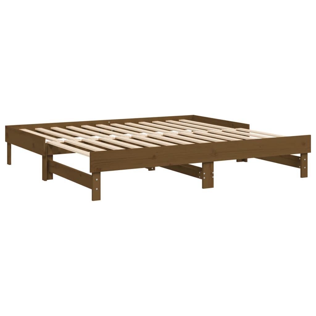 vidaXL Καναπές Κρεβάτι Συρόμενος Μελί 2x(75x190) εκ. Μασίφ Ξύλο Πεύκου
