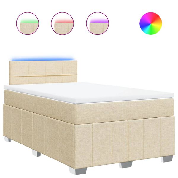 vidaXL Κρεβάτι Boxspring με Στρώμα Κρεμ 120x190 εκ. Υφασμάτινο