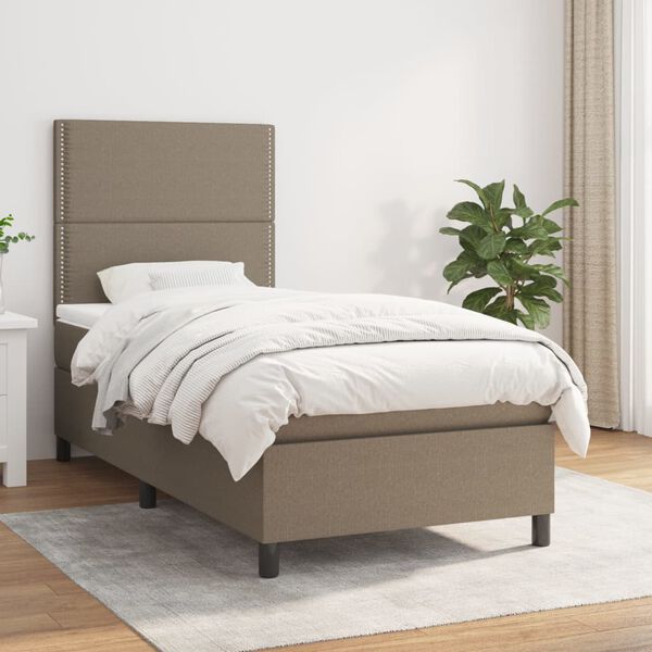 vidaXL &Kappa;&rho;&epsilon;&beta;ά&tau;&iota; Boxspring &mu;&epsilon; &Sigma;&tau;&rho;ώ&mu;&alpha; Taupe 90x200 &epsilon;&kappa;. &Upsilon;&phi;&alpha;&sigma;&mu;ά&tau;&iota;&nu;&omicron;