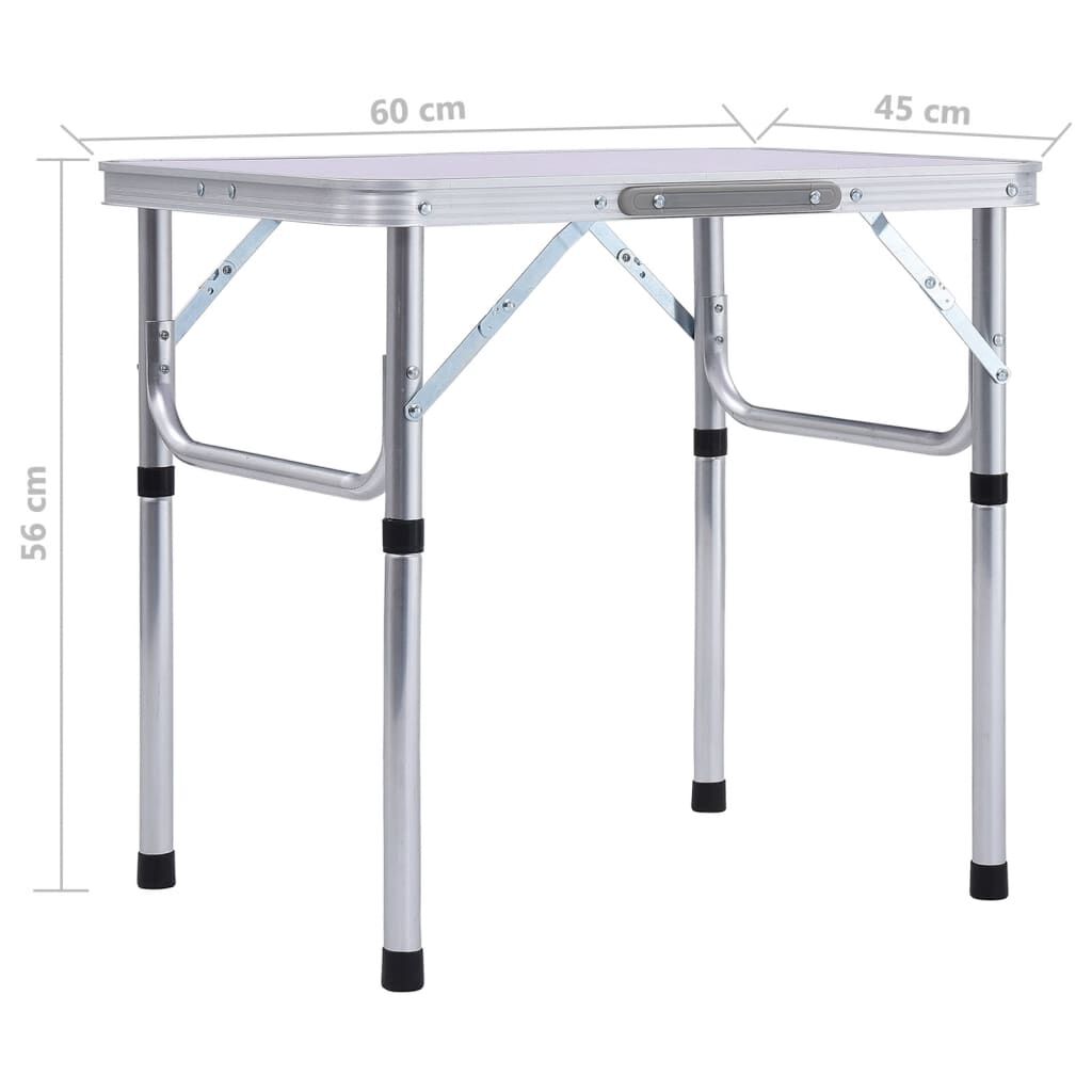 vidaXL Τραπέζι Κάμπινγκ Πτυσσόμενο Λευκό 60 x 45 εκ. Αλουμινίου