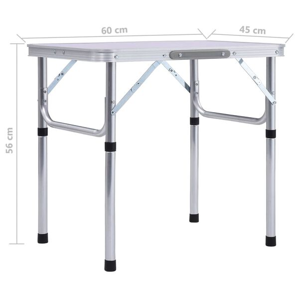 vidaXL Τραπέζι Κάμπινγκ Πτυσσόμενο Λευκό 60 x 45 εκ. Αλουμινίου
