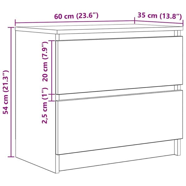 vidaXL Έπιπλο Τηλεόρασης Γκρι Σκυροδέματος 60x35x54 εκ. Επεξεργ. Ξύλο