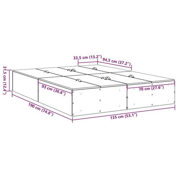 Κρεβάτι αποθήκευσης vidaXL Sonoma Oak 135x190 εκ