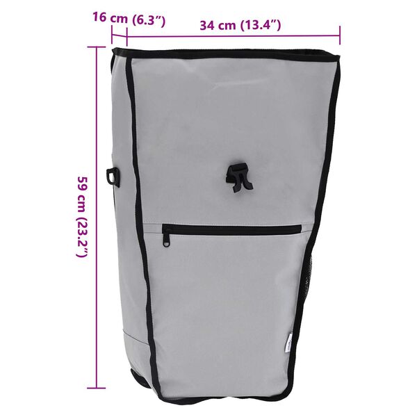 vidaXL Τσάντα Ποδηλάτου για Ράγα 20 L Γκρι 34x16x59 εκ.
