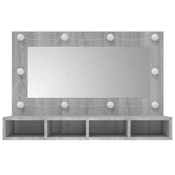 vidaXL Έπιπλο Καθρέπτη με LED Γκρι Sonoma 90x31,5x62 εκ.